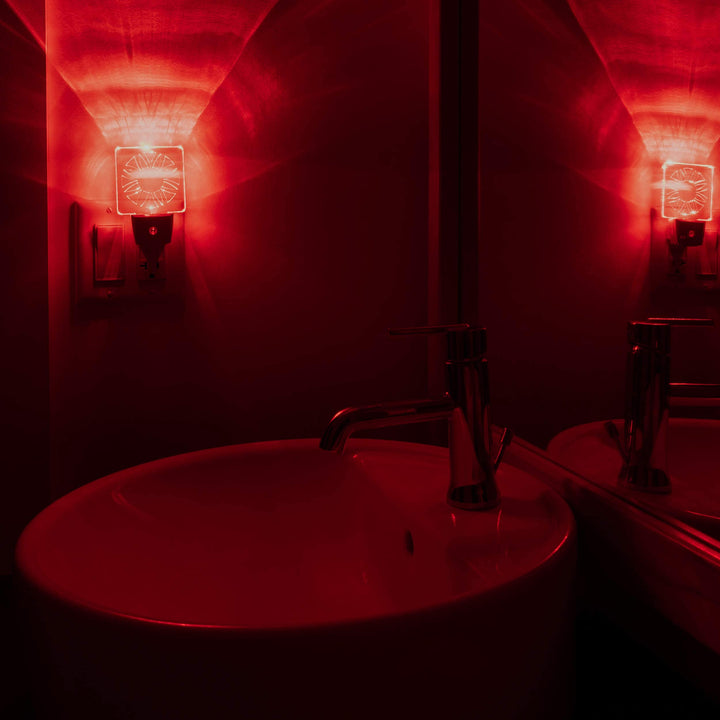 - Red LED Dim Night Light for Bedrooms &amp; Bathrooms [2 Pack] - BioRhythm Safe - (Circle)