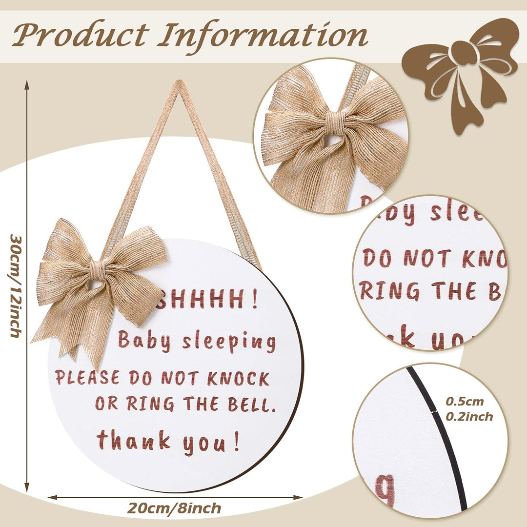 Yalikop Cute Bow Baby Sleeping Front Door Sign, Do Not 