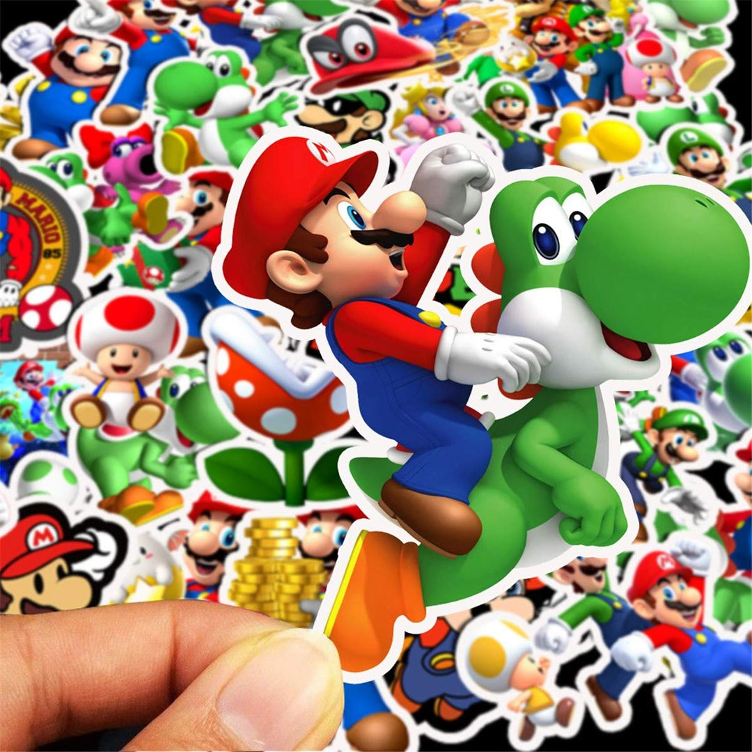 Super Mario Bros Stickers for Water Bottles 50 Pack Cute,Waterproof,Aesthetic,Trendy Stickers for Teens,Girls Perfect for Waterbottle,Laptop,Phone,Travel Extra Durable Vinyl (Mario)