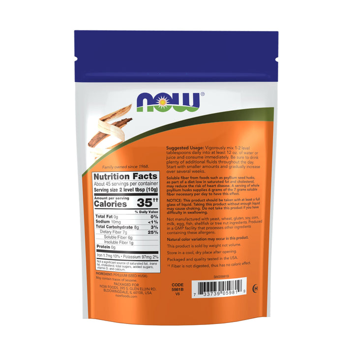 NOW Foods Supplements, Whole Psyllium Husks, Non-GMO Pr