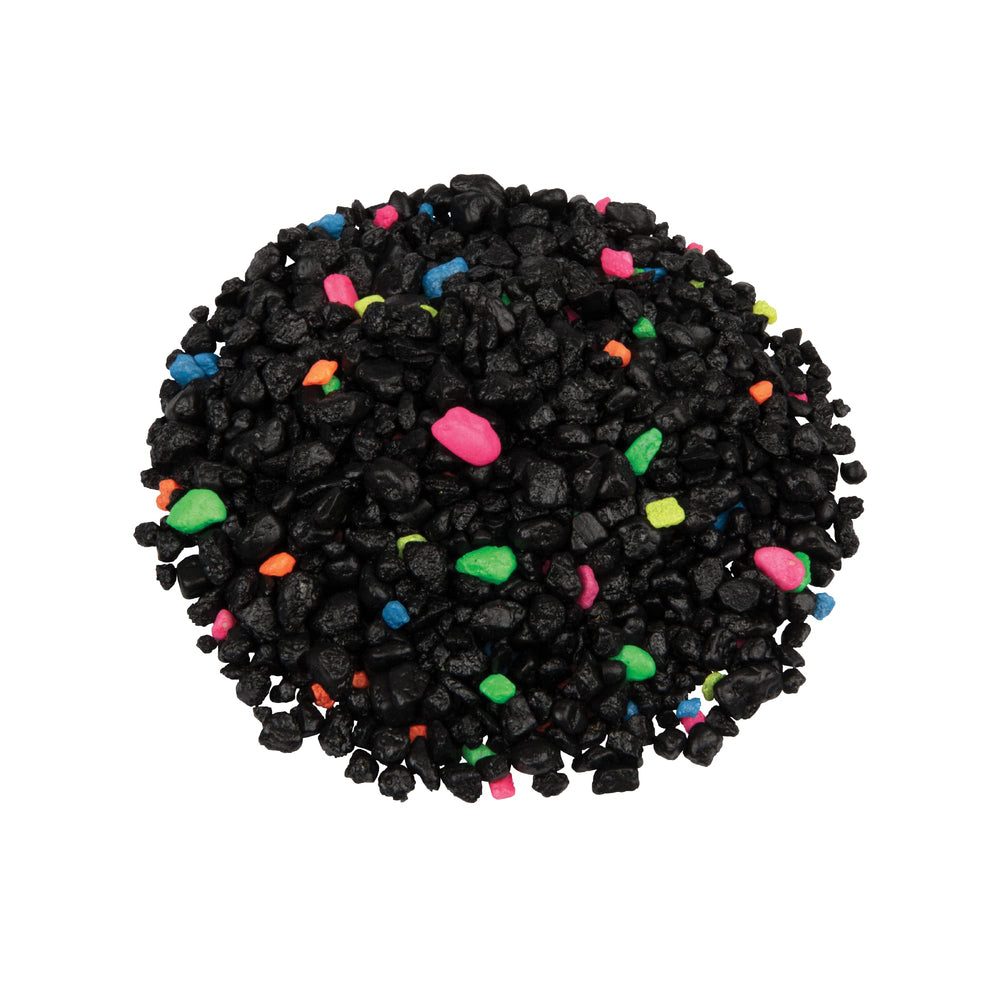 Aquarium Gravel, Fish Tank Gravel, Black With Fluorescent Accents, Compliments Tanks, 5 lb Bag
