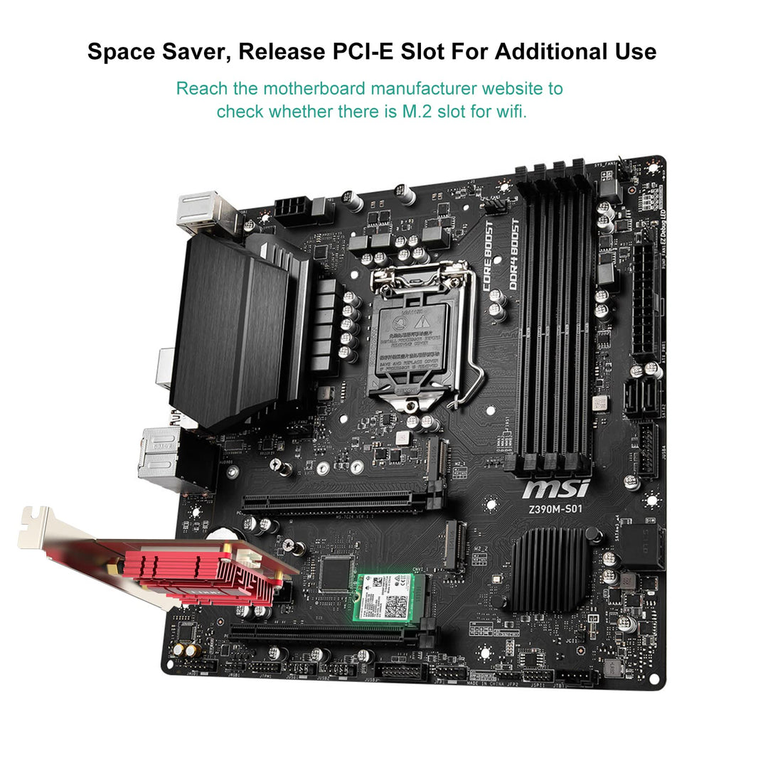 AX210 WiFi 6E Desktop Kit, Expand to Tri-Band 6GHz/5GHz/2.4GHz M.2 NGFF Wireless Bluetooth 5.2 Card Support Windows 10 11, 64 bit Desktop PC, Includes Ipex Cable, 5dBi Antennas and Brackets