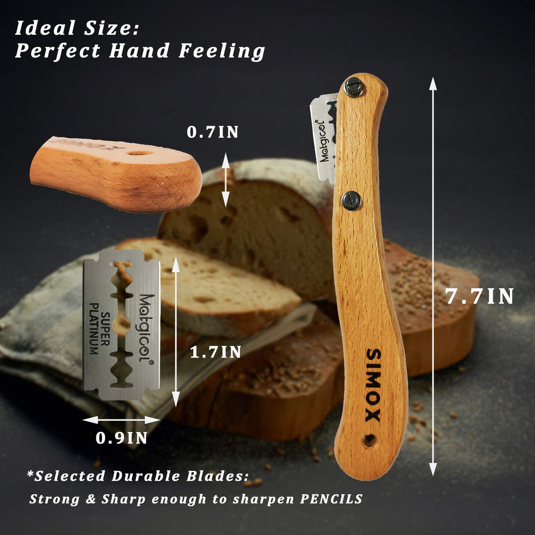 Premium Bread Lame, Bread Scorer Blade with Crafted Wooden Handle &amp; 10 Blades, Bread Scoring Tool/Bread Lame with Protective Cover