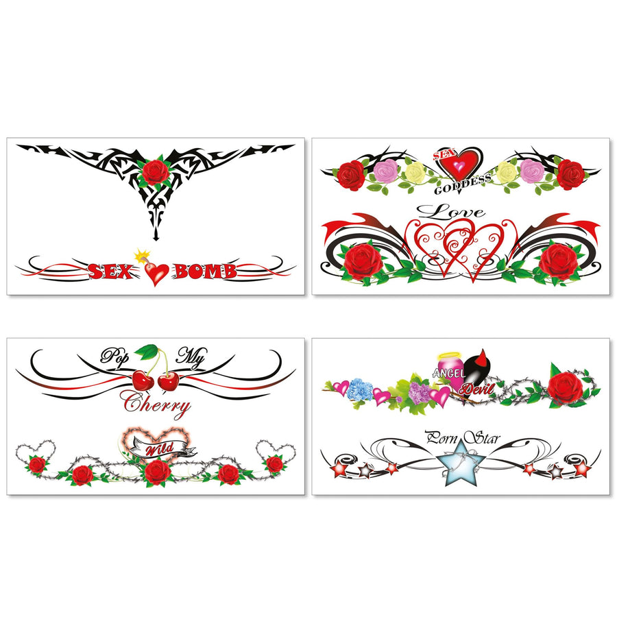 8 Extra Large Sexy Naughty Temporary Tattoos for Women Ladies - Adult Fun for Lower Back Legs Arms Stomach