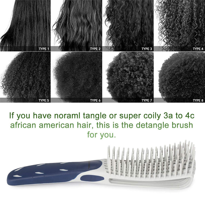 Detangling Brush for Curly and Natural Black Hair, Afro 3/4abc Texture, Faster and Easier Detangling of Wet or Dry Hair with No Pain (Blue)