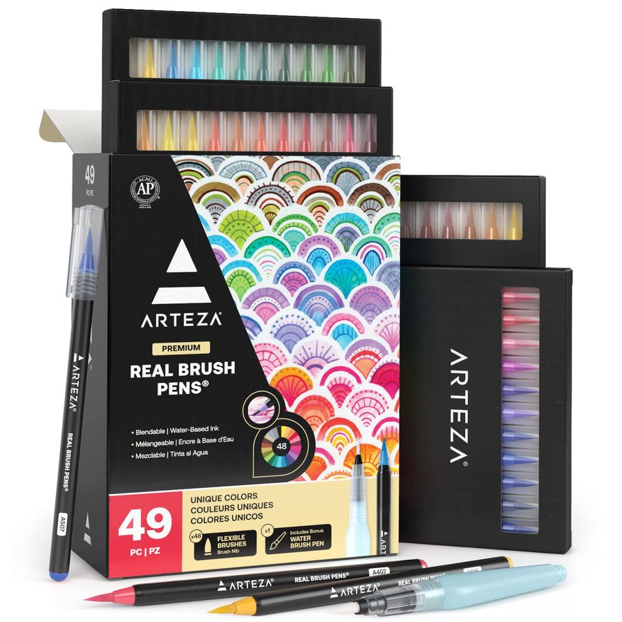 Real Brush Pens, 48 Watercolor Pens, Drawing Markers with Flexible Brush Tips, Watercolor Markers for Artists, and Beginners