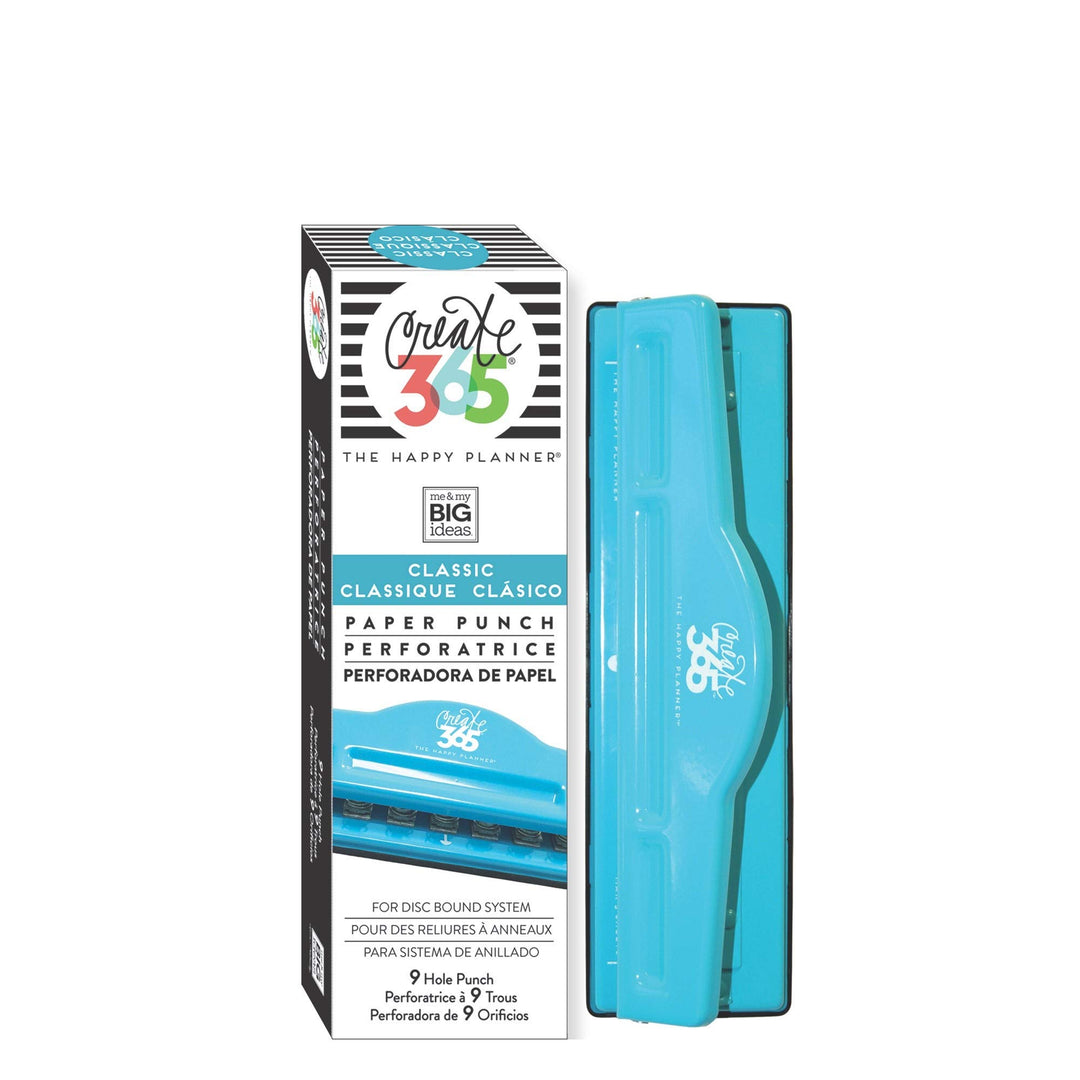 me &amp; my BIG ideas Punch - The Happy Planner Scrapbooking Supplies - 9 Hole Paper Punch For Disc-Bound Planners - Punch Your Own Paper To Include In Your Planner - Classic Size