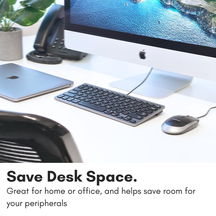 Macally Small USB Wired Keyboard for Mac and Windows - 