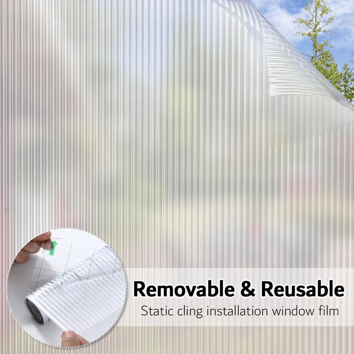 VELIMAX Reeded Glass Window Film, Window Privacy Film, 