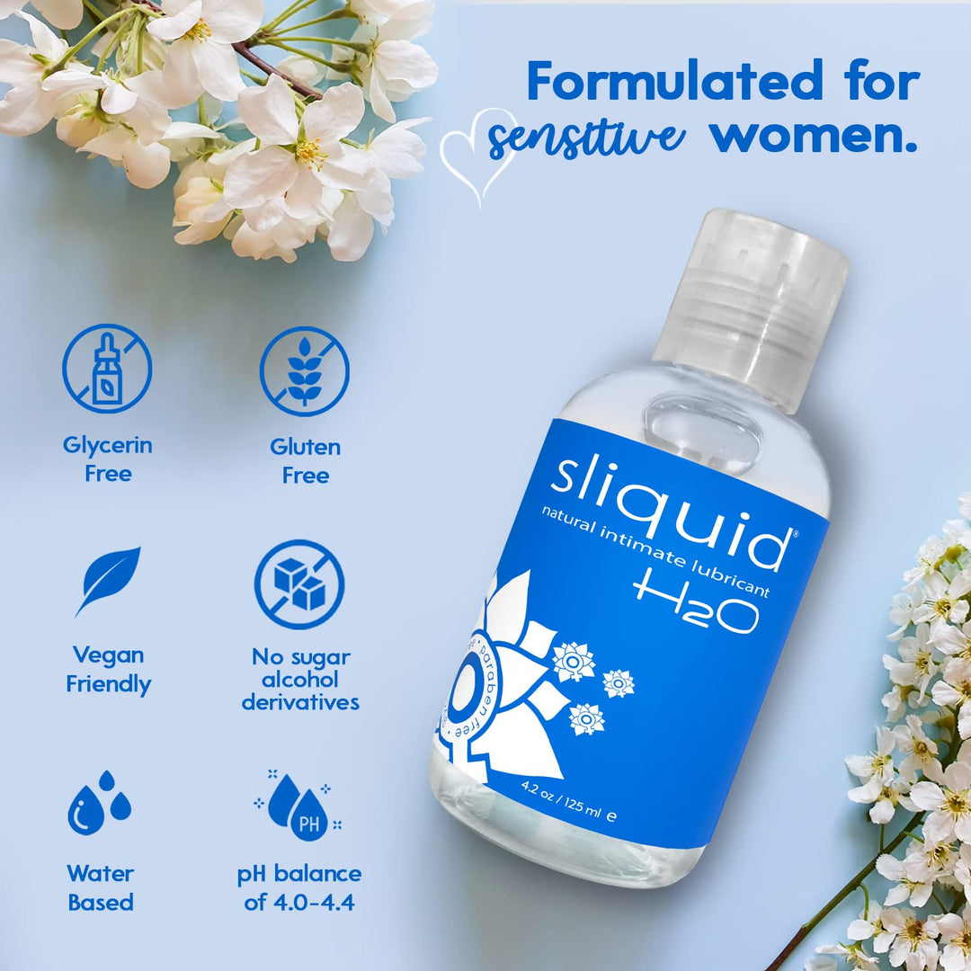 Sliquid H2O Water Based Lube Lubricant for Sex, Glycerin Free Personal Lubricant (4.2 Oz) Clear, Unscented