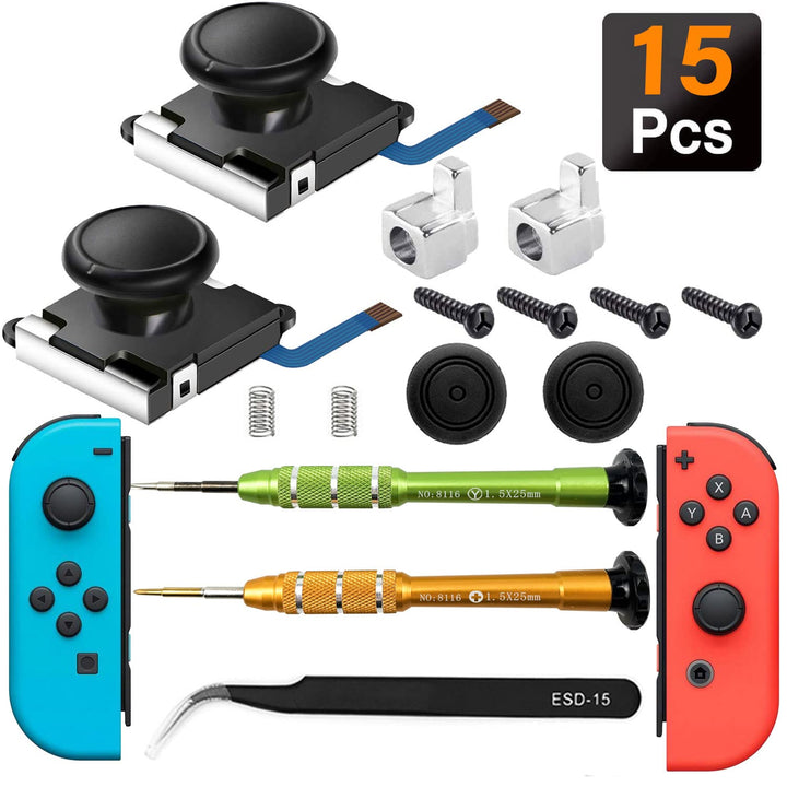 Joycon Joystick Replacement 2 Pack for Fix Drift Nintendo Switch Joy-Con Controller &amp; Switch Lite Joystick Replacement Left/Right Analog Thumb Stick, Metal Latch, Include Y1.5