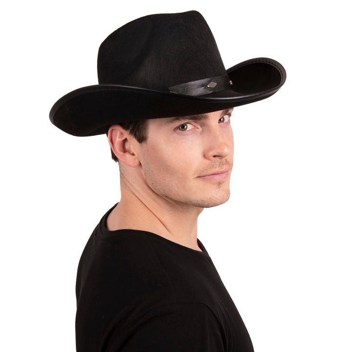 Black Cowboy Hat for Men &amp; Women - Western Accessory Felt Hats with Pull-On Closure for Costume Parties, Black Cowgirl Hat for Country Fashion