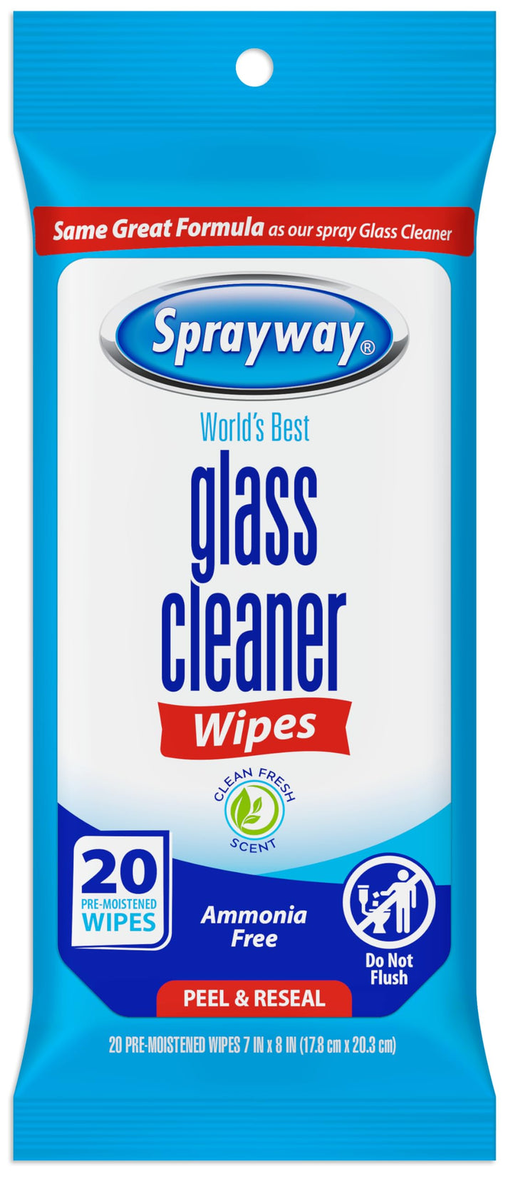 Sprayway SW199R Ammonia-Free Glass Cleaner Wipes, Fresh