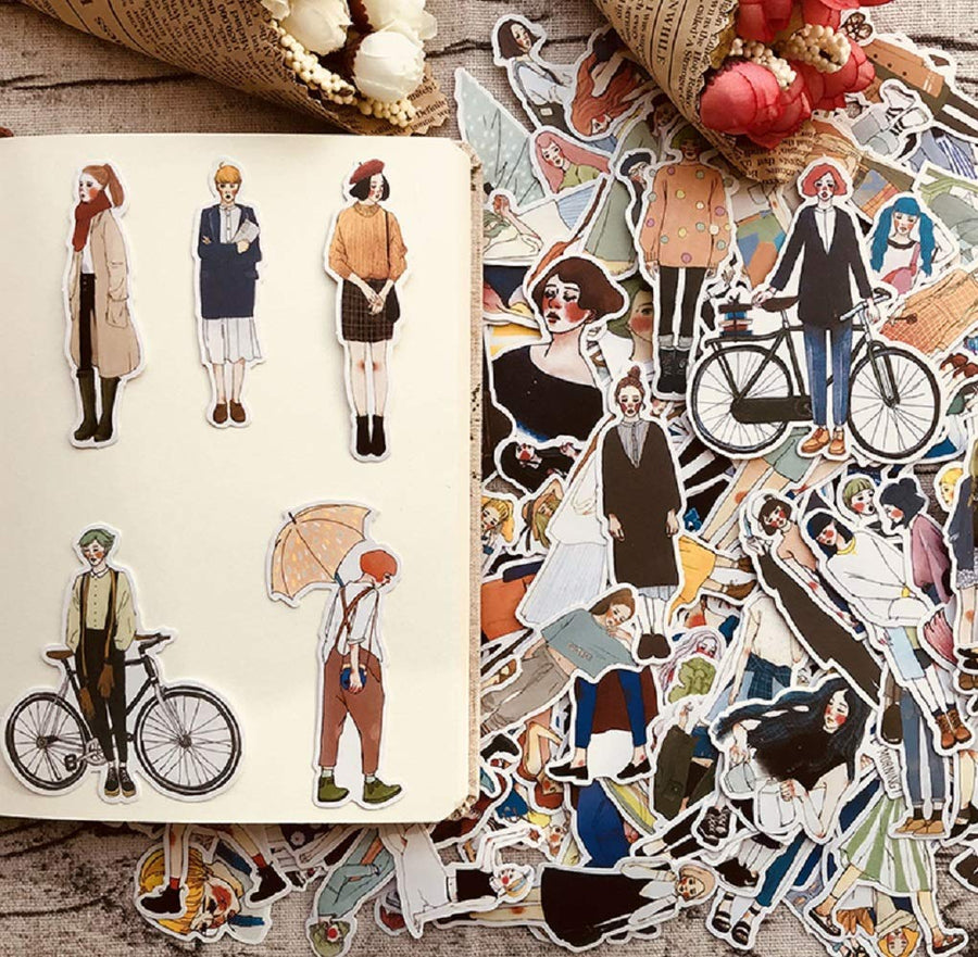100 PCS Fashion Lovely Girls Stickers Waterproof Handbook DIY Craft Photo Album Scrapbook Journal Planner Motorcycle Car Laptop Luggage Water Bottle Paper Stickers