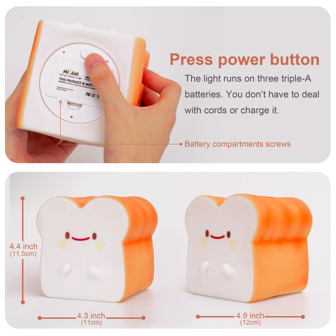 MIVANI Baby Night Light, Cute Bread Toast Lamp for Kids