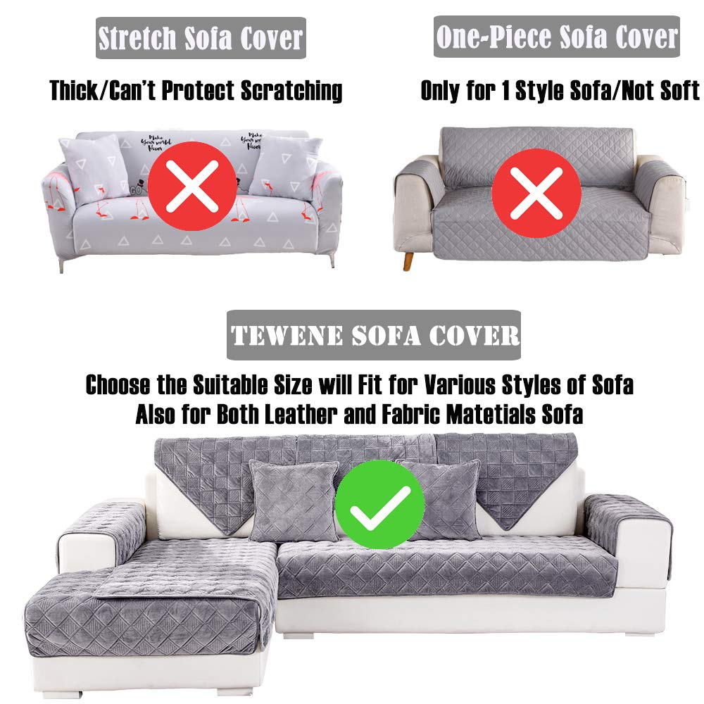 TEWENE Sofa Cover, Velvet Couch Cover Anti-Slip Section