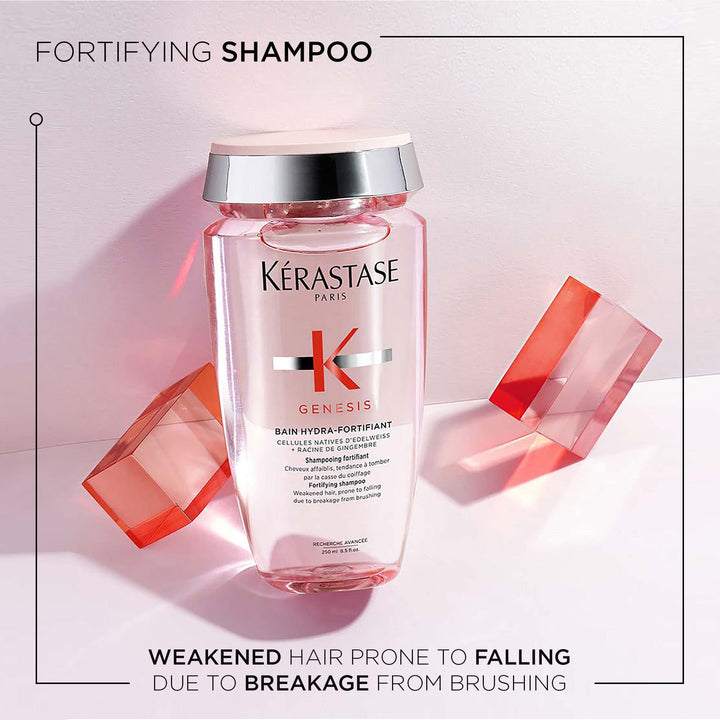 Kerastase Genesis Hydra-Fortifiant Shampoo | Anti-Breakage &amp; Strengthening For Weak or Damaged Hair | Hydrates Hair | Silicone Free | For Fine or Oily Hair | 8.5 Fl Oz