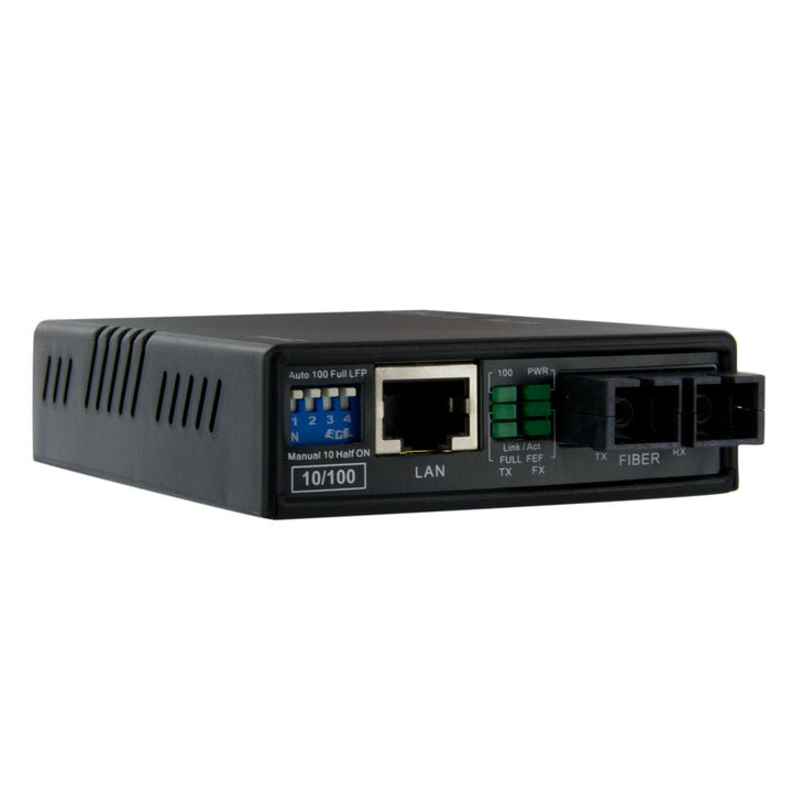 Multimode (MM) SC Fiber Media Converter for 10/100Mbps Network - Ethernet to SC MM Fiber Media Converter - 2 km / 1.2 m, TAA (MCM110SC2)
