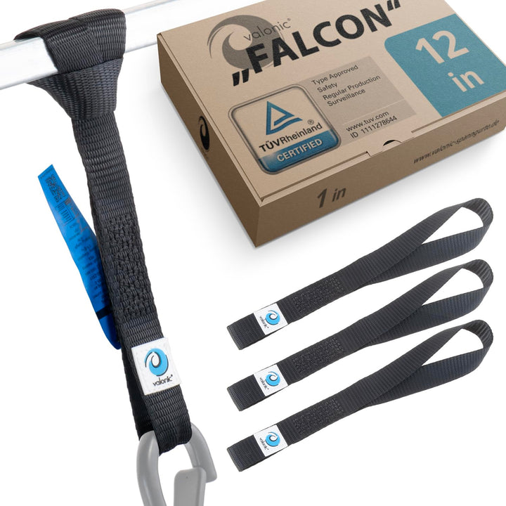 Falcon - Soft Loop tie Down Straps - 4 Pack, 4400lbs, 1 x 12, Double Stitched, Black - for Motorcycle Handlebar