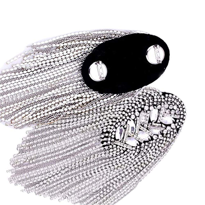 2pcs Rhinestone Tassel Shoulder Epaulet Spike Chain Sho