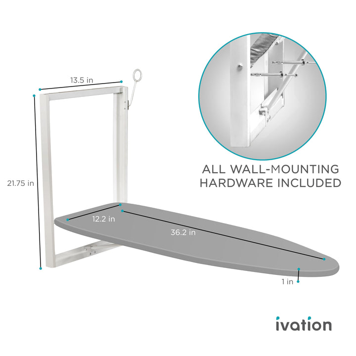 Ivation Wall-Mounted Ironing Board | Foldable 36.2” x 1