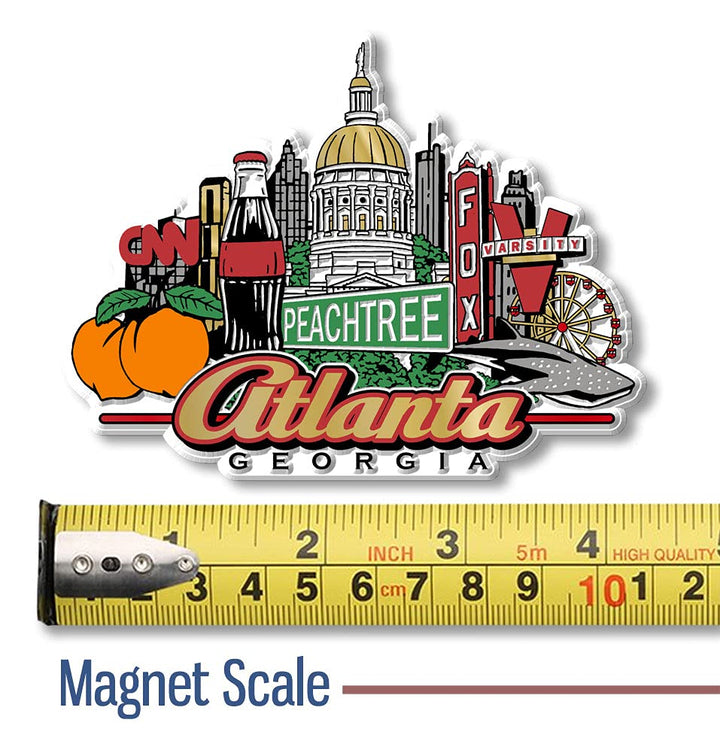 Atlanta City Magnet , Collectible Souvenirs Made in The USA, 4.2 x 3.2