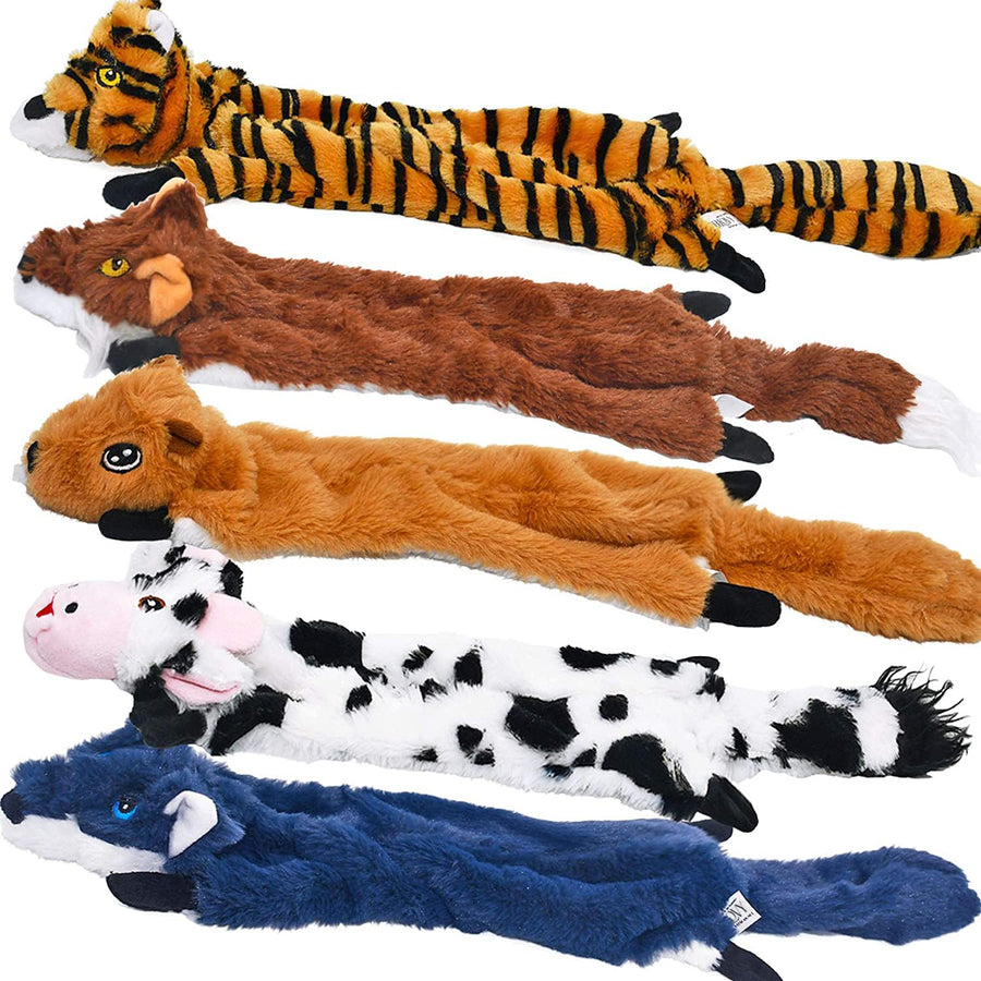 Dog Squeaky Toys 5 Pack, Pet Crinkle Toy No Stuffing Animals Plush, Dog Chew for Large and Medium, Doggie Teething for Boredom