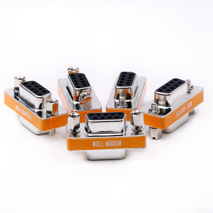 DB9 Null Modem Female to Female Slimline Data Transfer Serial Port Adapter 5 Pack