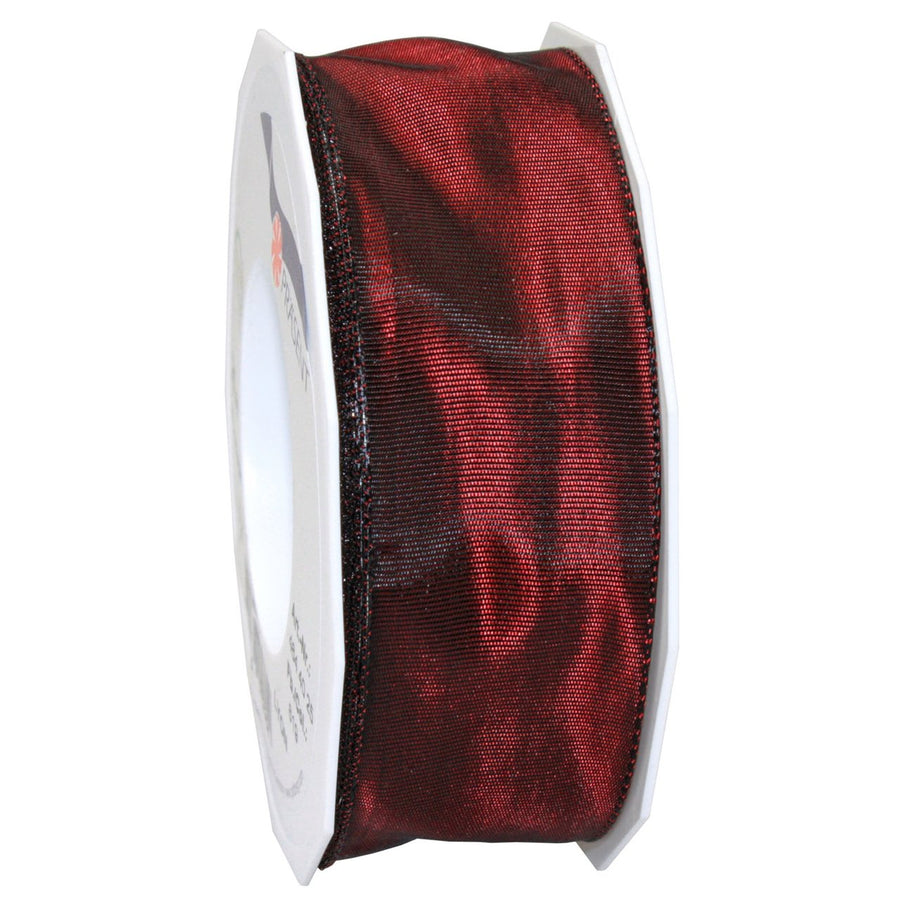 French Wired Lyon Fabric Ribbon, 1-1/2-Inch by 27-Yard, Burgundy