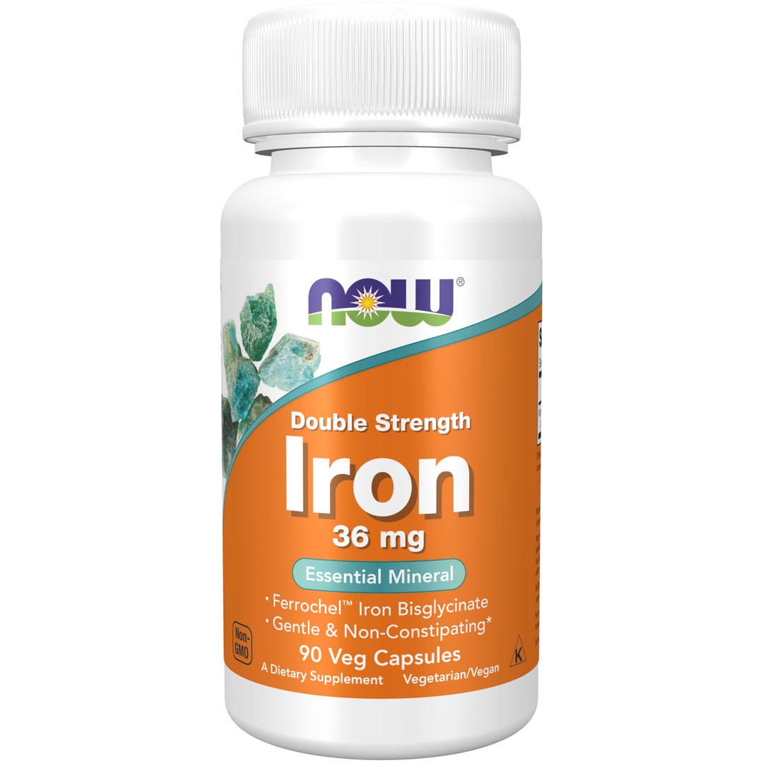 NOW Supplements, Iron 36 mg, Double Strength, Non-Const