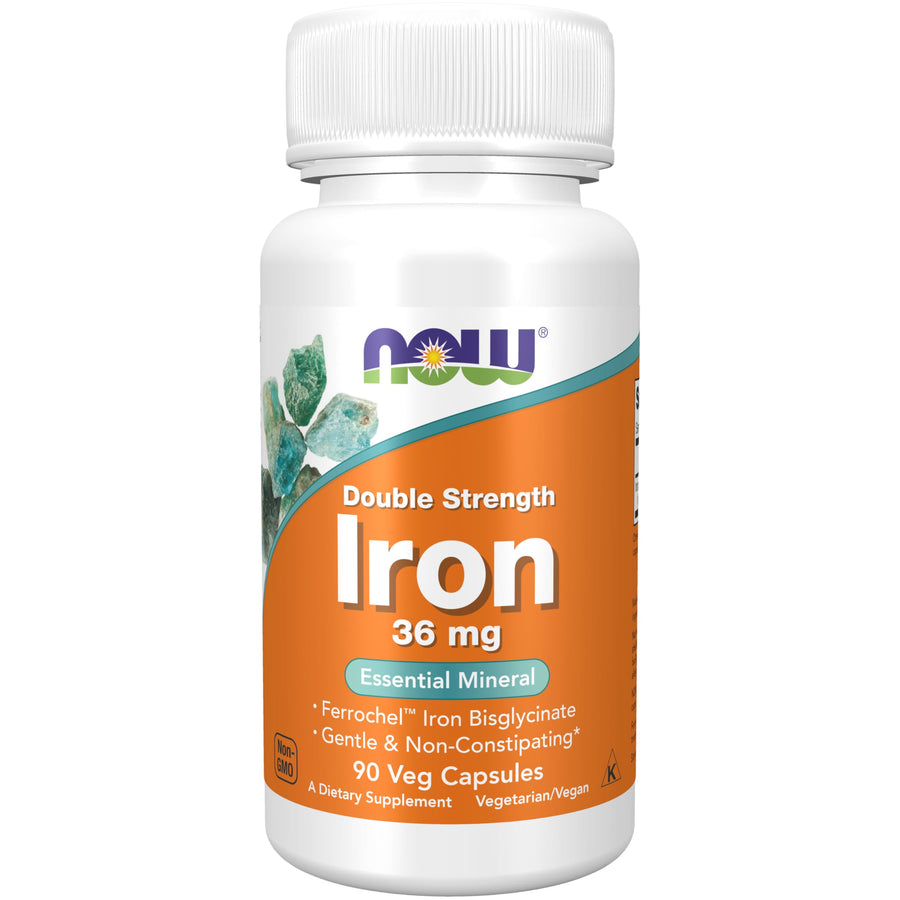 NOW Supplements, Iron 36 mg, Double Strength, Non-Const