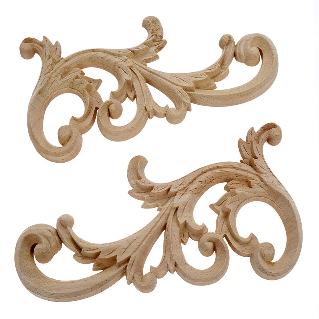 MUXSAM 2-Pair Clear Carved Wood Appliques Onlay, 24x12c