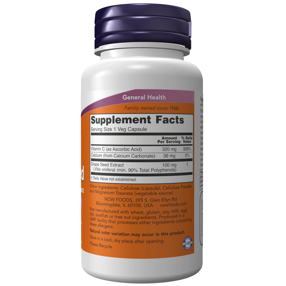 NOW Foods Supplements, Grape Seed 100 mg - Standardized