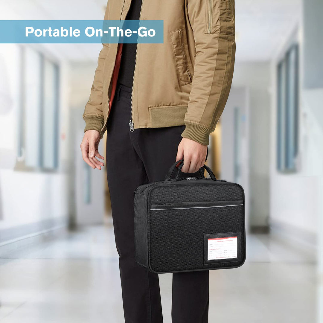 Pill Bottle Organizer Medicine Storage Bag Medication Travel Carrying Case Manager with Handle, Fixed Pockets for Medications, Vitamins, Medical Supplies, Black