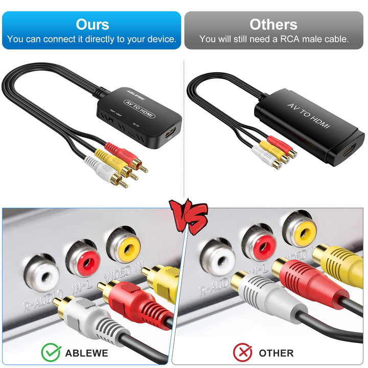 ABLEWE RCA to HDMI Converter, AV to HDMI Converter with