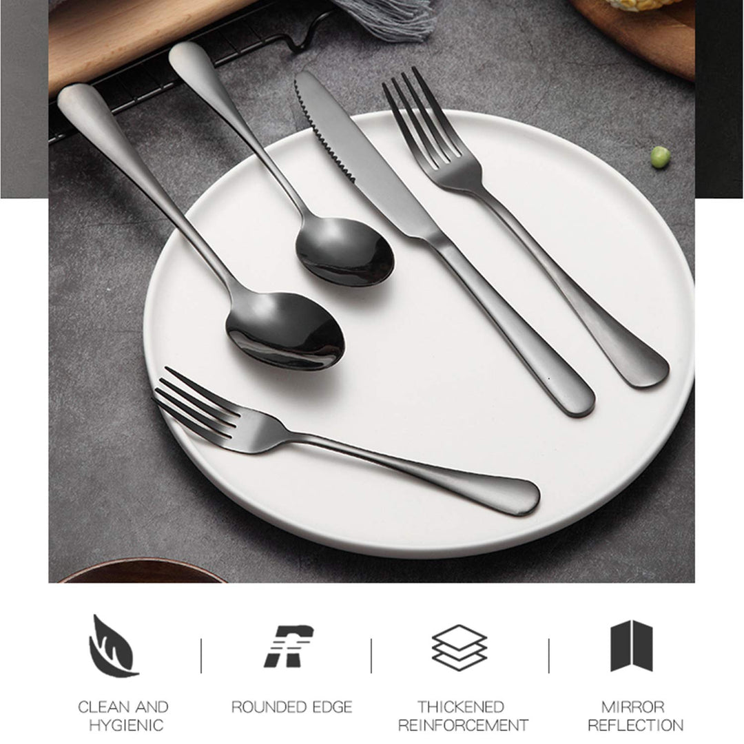 Portable Travel Utensils Set with Case 18/8 Stainless Steel Black Silverware Sets Include Knife Fork and Spoon with Case Reusable Flatware Sets for Lunch Box and Camping (Black)