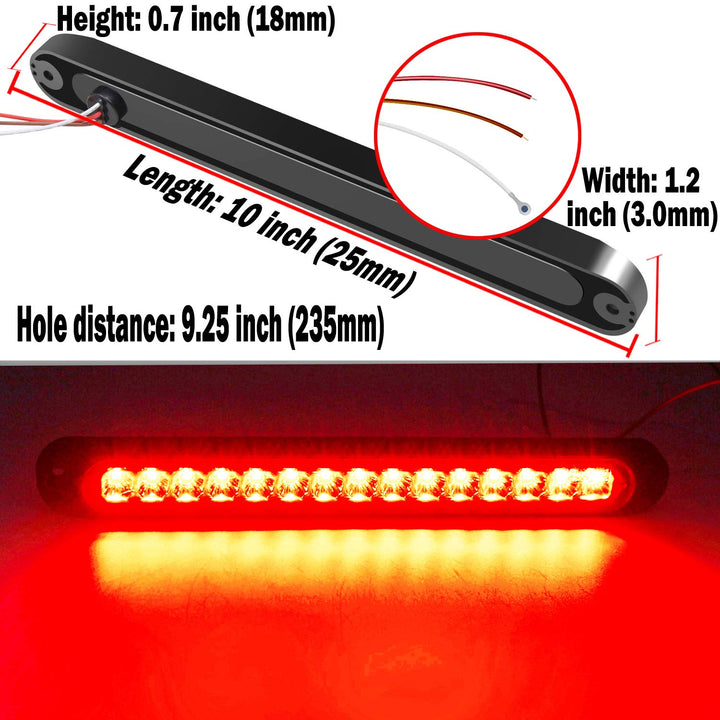 2 Pack 10 15 LED Trailer Identification Light 9 to 30-volt, LED Stop Turn Tail Light Assembly Third Brake Bar Strip Rear Marker Light IP67 Waterproof for Heavy Duty Marine Boats Trucks Pickups