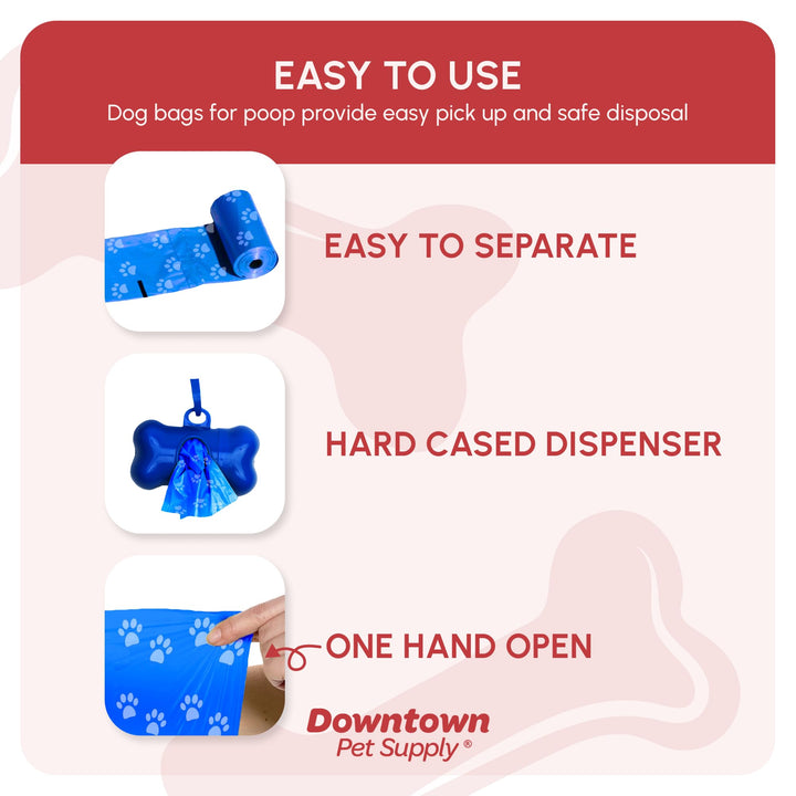 Poop Bags for Dogs with Dispenser, 180 Count - Leak-Proof Dog Waste Bags and Bone-Shaped Dog Poop Bags Holder for Leash - Rainbow with Paw Prints, 12.5 x 8.5