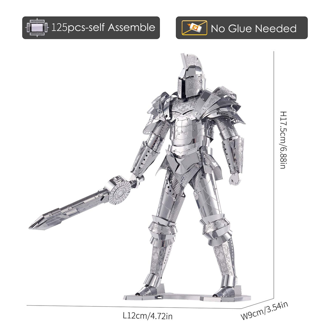 3D Metal Puzzles for Adults DIY Mecha Model Kits Building Blocks, Black Knight 3D Figure Model kit Brain Teaser Puzzle Fidget Toys Hobbies for Men, Great Birthday Gifts -125 Pcs