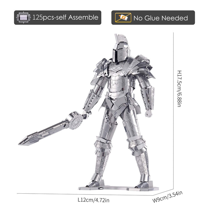 3D Metal Puzzles for Adults DIY Mecha Model Kits Building Blocks, Black Knight 3D Figure Model kit Brain Teaser Puzzle Fidget Toys Hobbies for Men, Great Birthday Gifts -125 Pcs