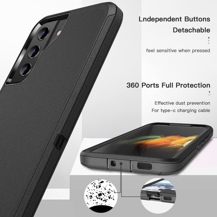 for Galaxy S22 Case Shockproof Rugged Full Body Protection Heavy Duty Dust/Drop Proof 3-Layer Cover Case for Samsung Galaxy S22 2022, Black