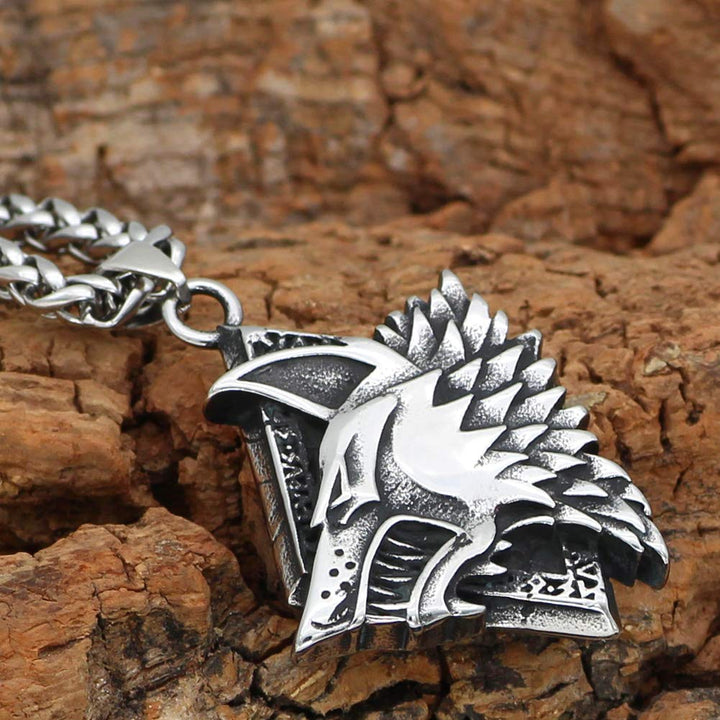 Noridc Viking Wolf Rune Stainless Steel Necklace for Men with Valknut Gift Bag