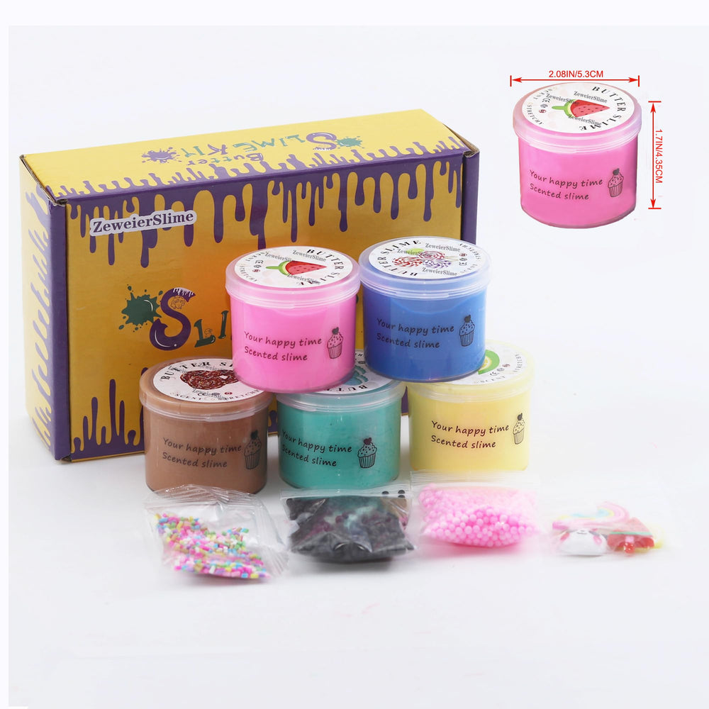 5 Pack Butter Slime Kit,Birthday Gifts For Kids,Party Favor For Girls & Boys,Non Sticky,Super Soft Sludge Toy.