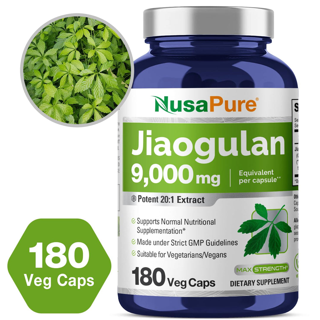 Jiaogulan 20:1 Extract, 450 mg Equivalent to 9,000mg 180 Veggie Capsules (Vegetarian, Non-GMO, Vegan) Gynostemma Pentaphyllum
