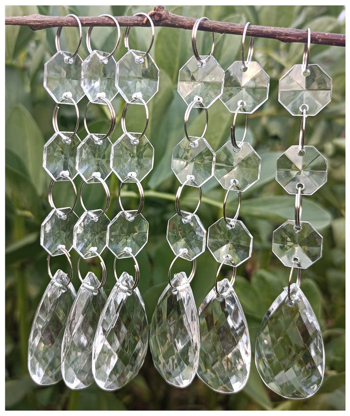 30PCS DIY Teardrop Acrylic Crystal Drop Beads Christmas Ornaments Tree Decorations Garland Chandelier Hanging Crystals for Wedding Party Celebration Decor