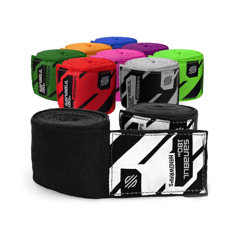 Elastic 180 inch Boxing Handwraps for Boxing Gloves Muay Thai MMA Boxing Hand Wraps - Black, 180