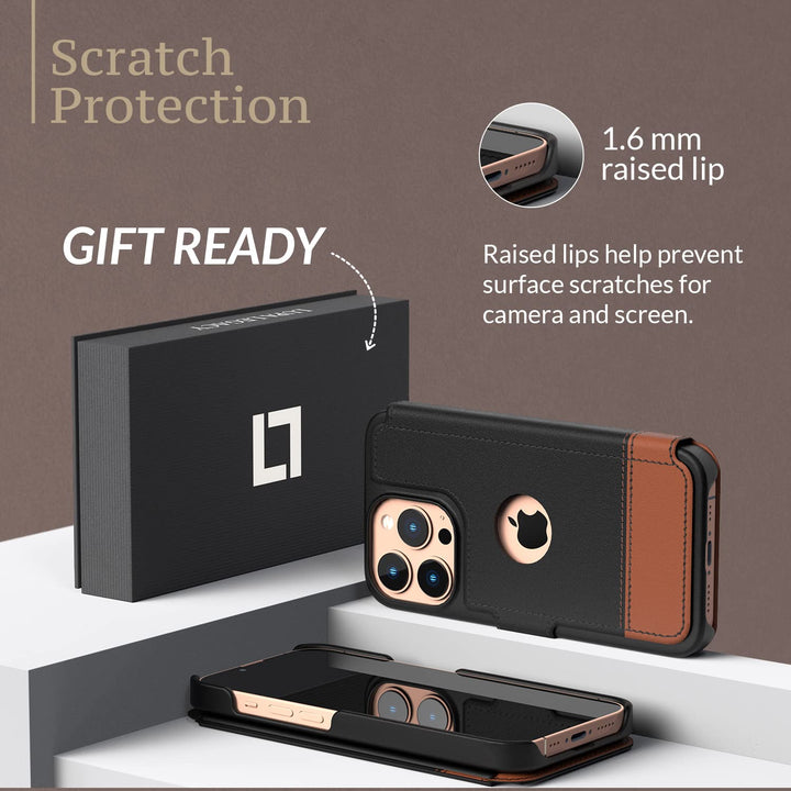 iPhone 13 Pro Max Wallet Case - Case with Card Holder - [Slim + Durable] for Women and Men - iPhone 13 Pro Max Flip Cell Phone case - Faux Leather - Folio Cover - Sandy Night