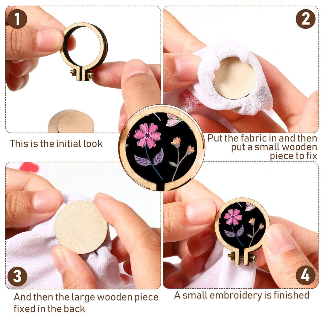 Mini Embroidery Hoops Mini Wooden Hoop Ring Bulk Wood Round Crossing Stitch Hoop Small Frame Circle for Christmas Ornaments DIY Handy Sewing Craft(40 Pieces,1.2 x 1 Inch)