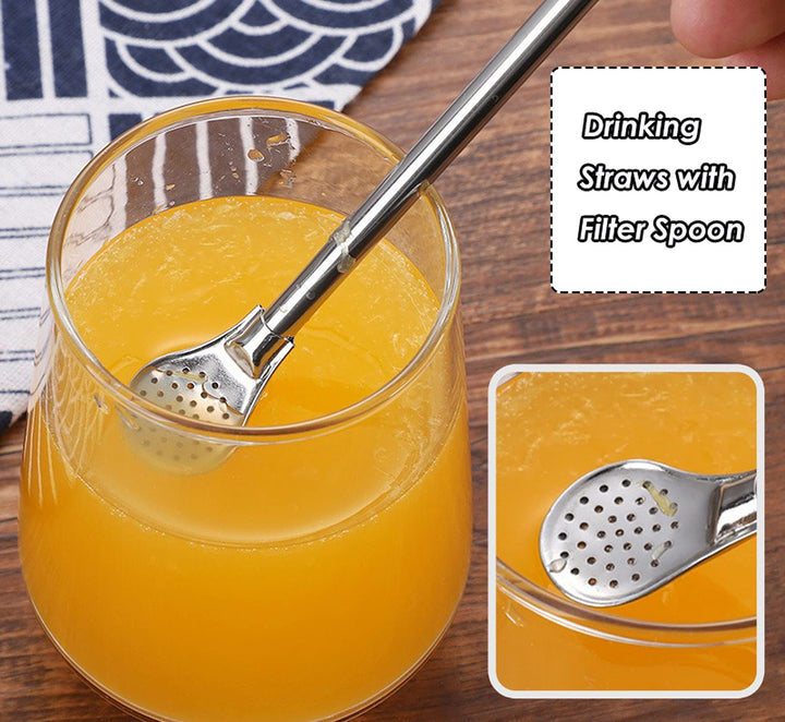 EvaGo Reusable Stainless Steel Drinking Straws with Fil