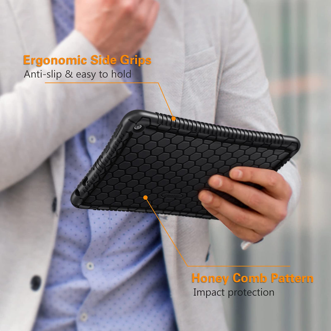 Silicone Case for Fire HD 10 and Fire HD 10 Plus Tablet (Only compatible with 11th Generation 2021 Release) - [Honey Comb] Light Weight Shock Proof Back Cover, Black